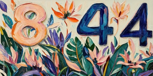 844 Tropical Floral Number Art Painting. photo