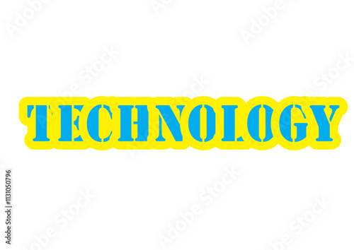 This image features the word "TECHNOLOGY" in bold, uppercase blue typography, outlined in yellow to enhance contrast and visibility. The sleek and modern style conveys innovation.