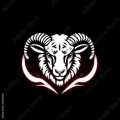 art of a lamb logo in black background photo