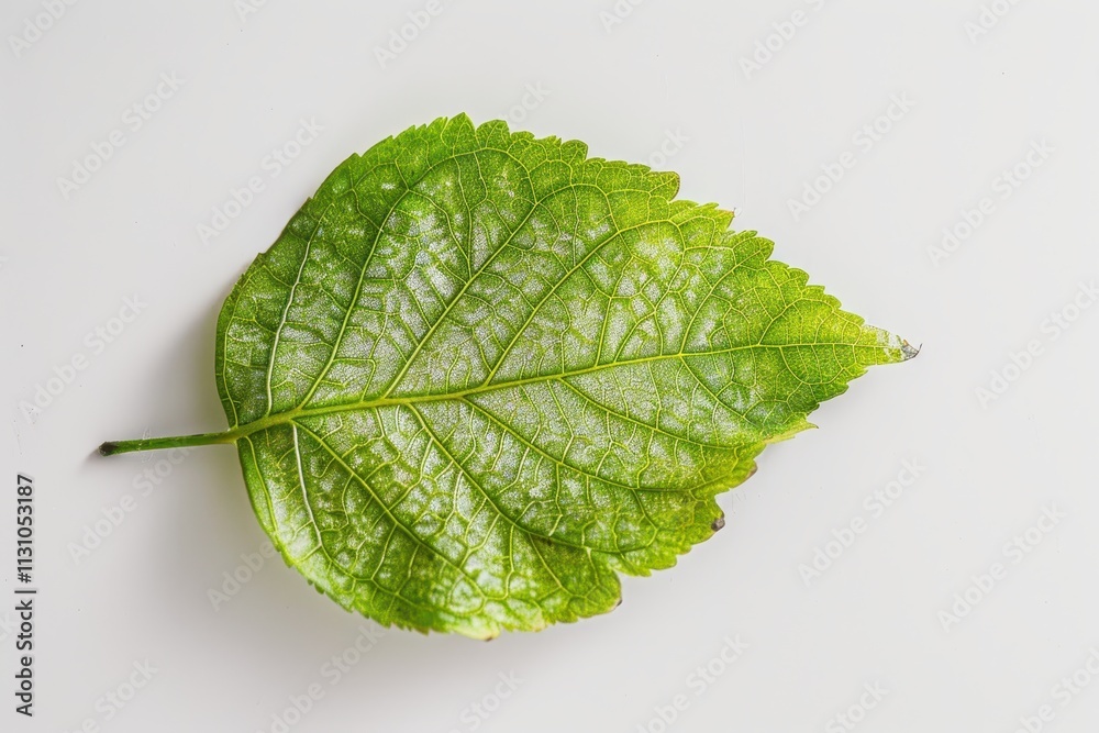 Fototapeta premium White background with green leaf