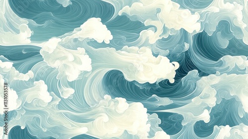 Abstract swirling clouds in shades of blue and white on a textured surface.