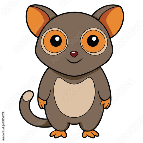 Tarsier vector illustration cartoon clipart character, animal in flat style.