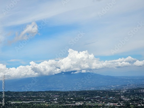 Paragliding tourist spot, located at Ciawi, Puncak, Bogor. Mounting panorama. photo