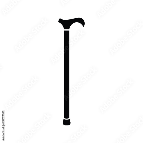 Walking stick black silhouette isolated on white background