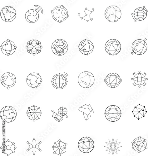 Global Network Icons Connectivity, Communication, and Worldwide Reach