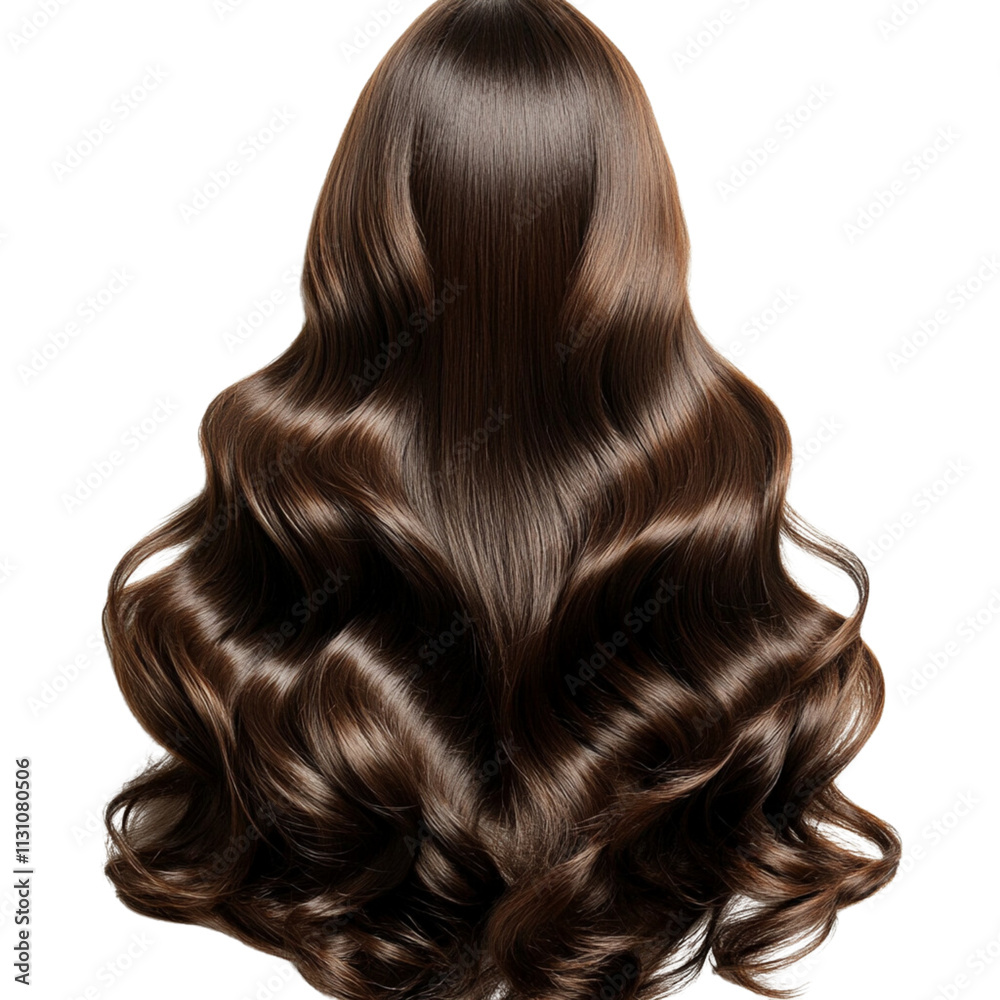Fototapeta premium Brown Hair. Beautiful young woman with healthy luxurious long hair isolated on a transparent background
