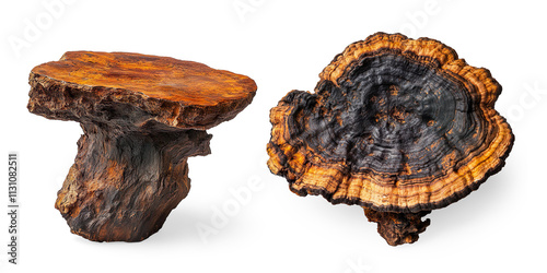 Vibrant Orange and Black Mushroom Close-Up on a Transparent Background