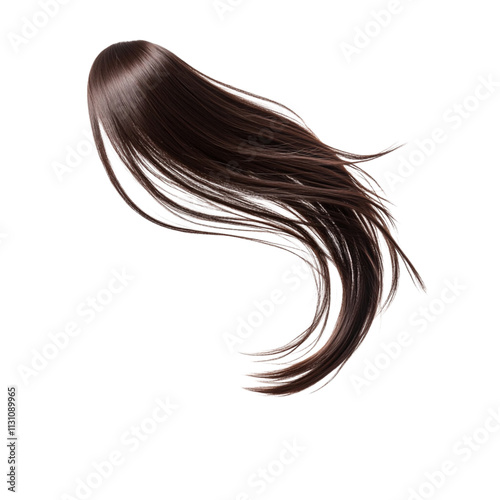 Long straight Wig hair style fly fall isolated on a transparent background