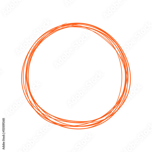 Orange circle line hand drawn
