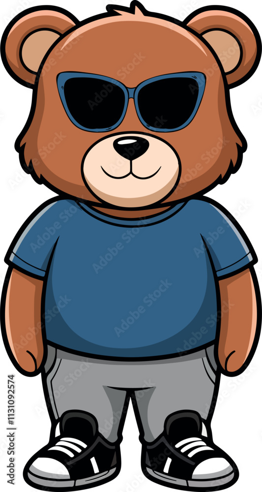 Obraz premium Cute Kid Teddy Bear Doll With Sunglass In Fashion Style Vector Art