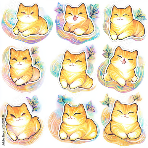 Nine Shibas with Glowing Eyes and Leafy Accents