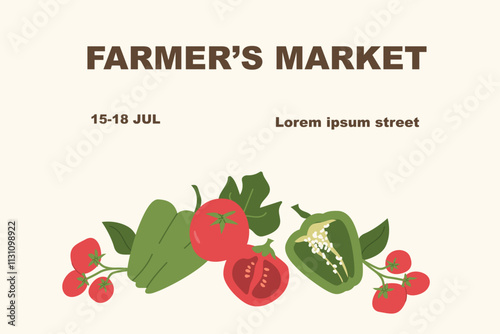 Summer farmer’s market event featuring fresh vegetables and organic produce.