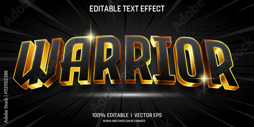 warrior vector 3d text effect with modern style design