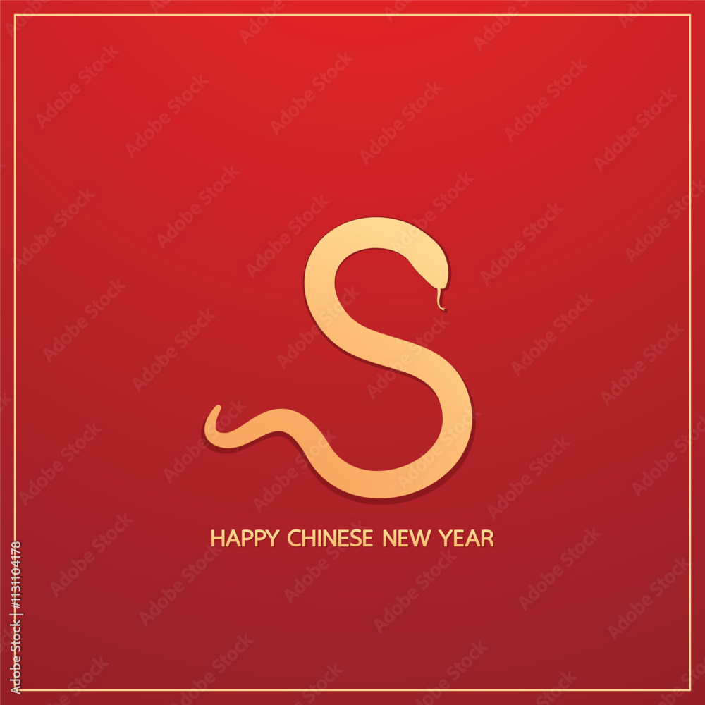 Fototapeta premium Chinese New Year vector design cards. 2025 year of the Snake. Lunar new year concept. Chinese New Year banner. Chinese frame.