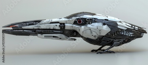 Dramatic and Imposing Futuristic Alien Spacecraft Inspired Conceptual Spaceship Technology Design with Aggressive Mecha Influences