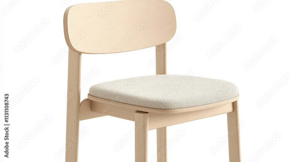 Fototapeta premium Wooden Dining Chair with Cushioned Seat in Natural Tones