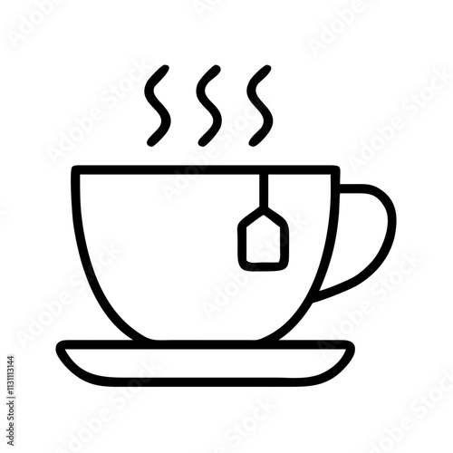 warm cup of tea icon, mental health line art, health awareness icon - simple black line art icon of warm cup of tea, for mental health celebrations. health awarenes vector art.