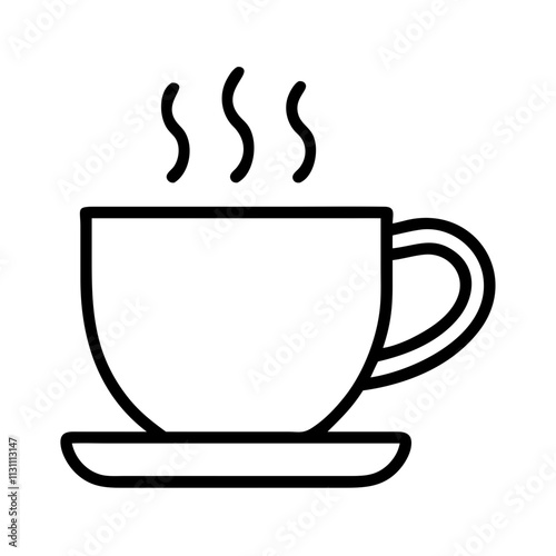 warm cup of tea icon, mental health line art, health awareness icon - simple black line art icon of warm cup of tea, for mental health celebrations. health awarenes vector art.