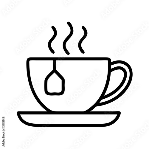 warm cup of tea icon, mental health line art, health awareness icon - simple black line art icon of warm cup of tea, for mental health celebrations. health awarenes vector art.