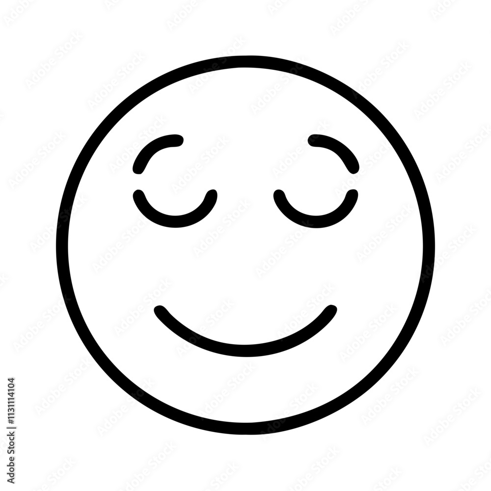 Obraz premium face with a peaceful smile icon, mental health line art, health awareness icon - simple black line art icon of face with a peaceful smile, for mental health celebrations. health awarenes vector art.