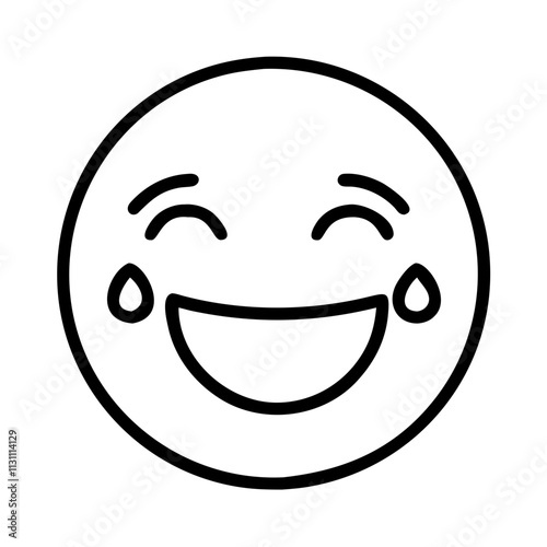 face with happy tear icon, mental health line art, health awareness icon - simple black line art icon of face with happy tear, for mental health celebrations. health awarenes vector art.