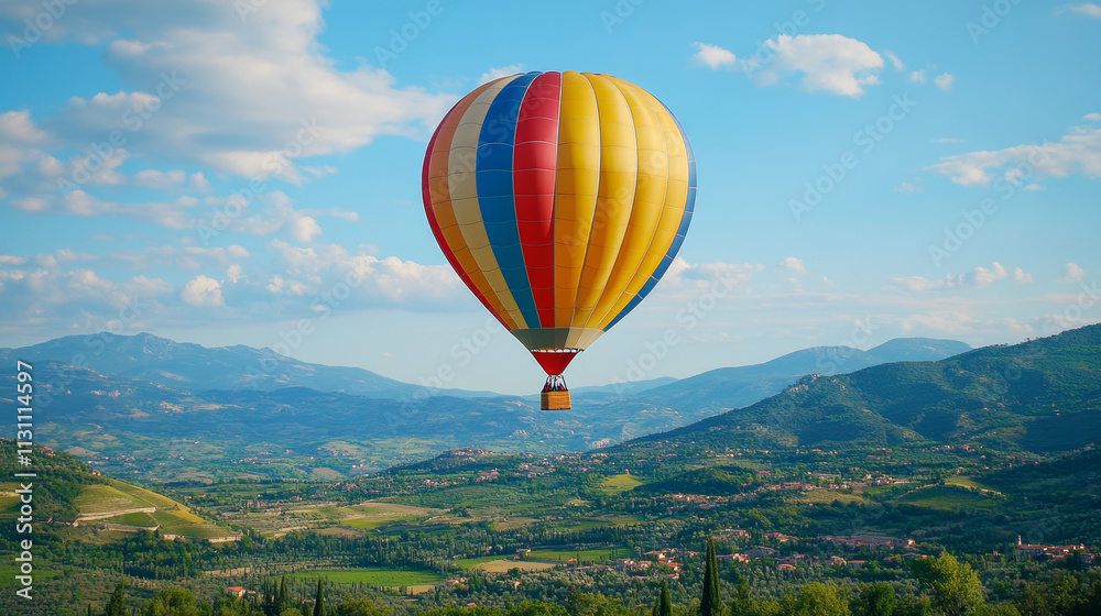 Fototapeta premium hot air balloon flying over the mountains