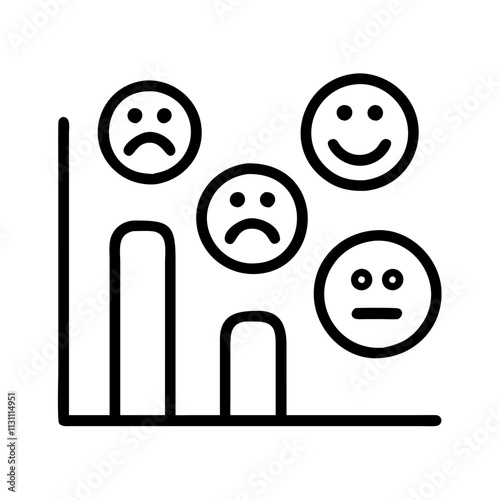 mood tracker chart icon, mental health line art, health awareness icon - simple black line art icon of mood tracker chart, for mental health celebrations. health awarenes vector art.