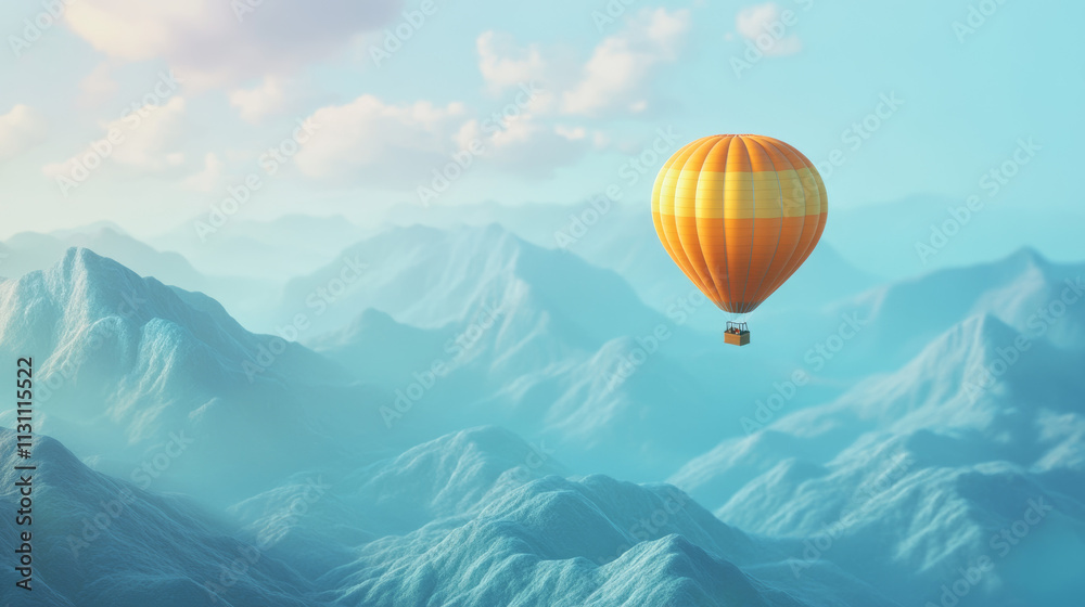 Fototapeta premium hot air balloon flying over the mountains