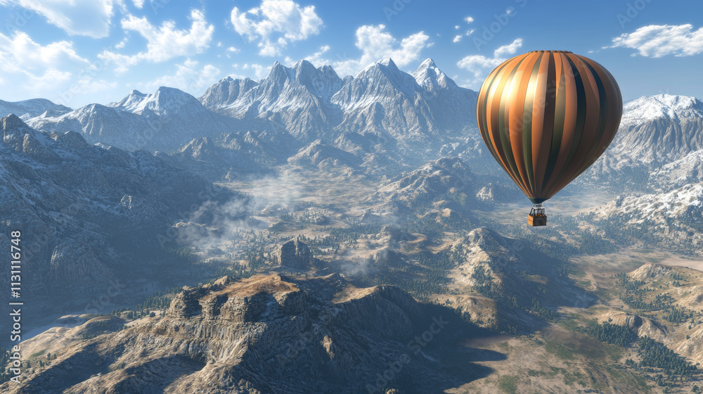 Fototapeta premium hot air balloon flying over the mountains