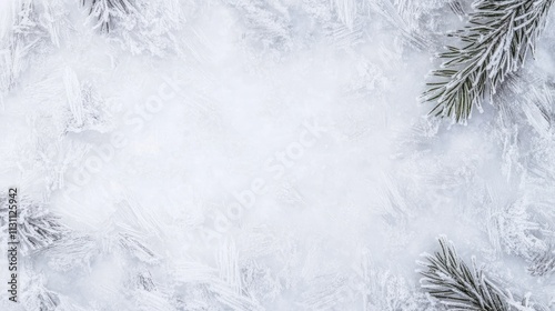 Winter Wonderland: White Snow Background with Ice Crystals and Frost Textures, Top View Flat Lay, Stock Photo with Space for Text
