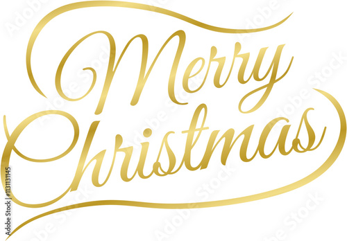 Merry Christmas golden style text, lettering for greeting cards, banners, posters, vector illustration without background.