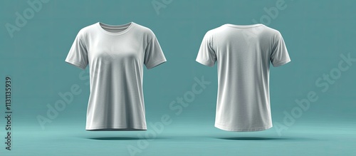 White Women's T-Shirt Mockup: Front and Back View photo