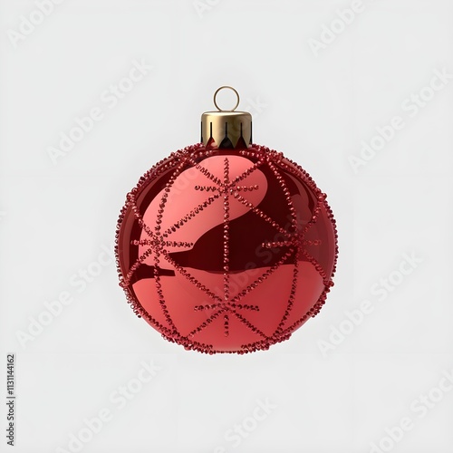 Christmas red decoration bauble isolated on a white background