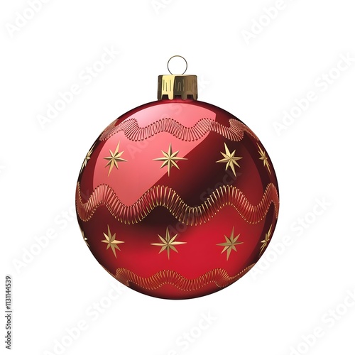 Christmas red decoration bauble isolated on a white background