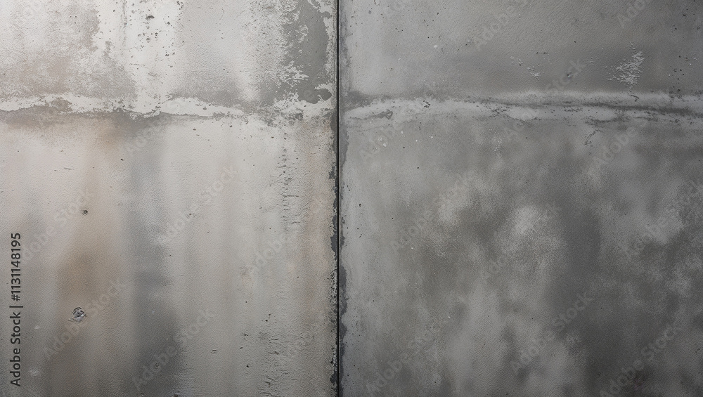 Obraz premium Gray concrete wall showing a joint between two concrete slabs