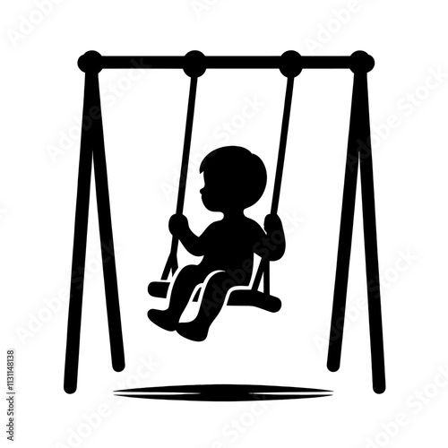 Child on swing set.