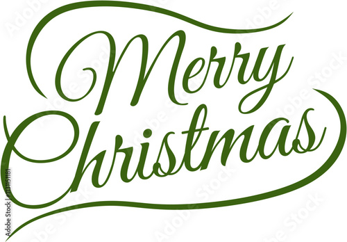 Merry Christmas green text style, lettering for greeting cards, banners, posters, vector illustration without background.