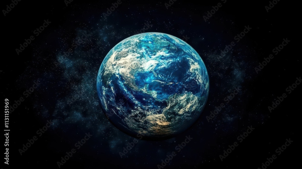 Obraz premium A mesmerizing fantasy globe of Earth set against a dark cosmic backdrop.