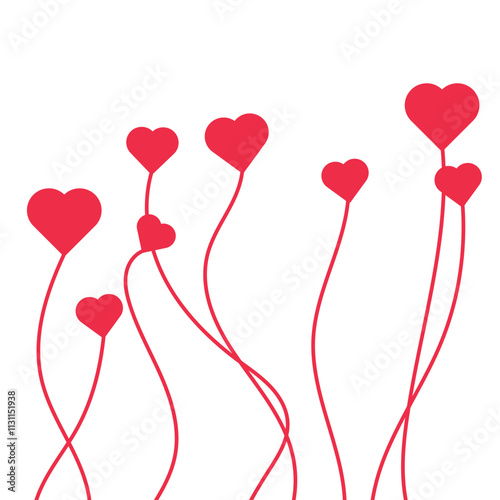 Whimsical Red Hearts on Stems