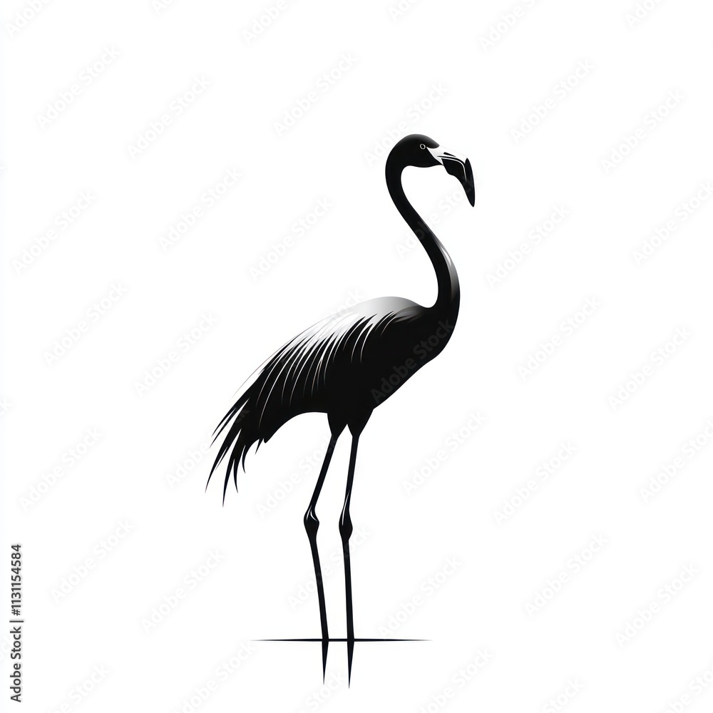 Fototapeta premium Elegant black and white flamingo silhouette.