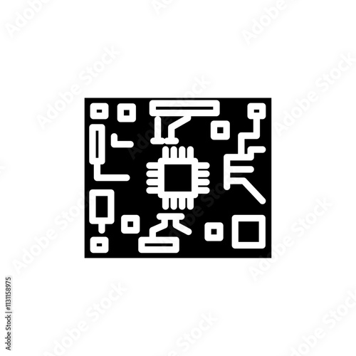 PCB icon Isolated flat vector in outline