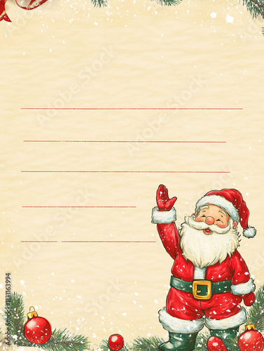 Letterina di Babbo Natale. Spazio per testo. Template per la letterina.