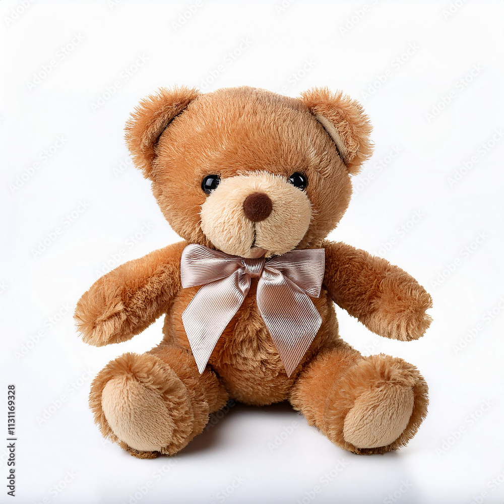 Obraz premium Adorable Brown Teddy Bear with Bow Plush Toy Soft Toy Gift