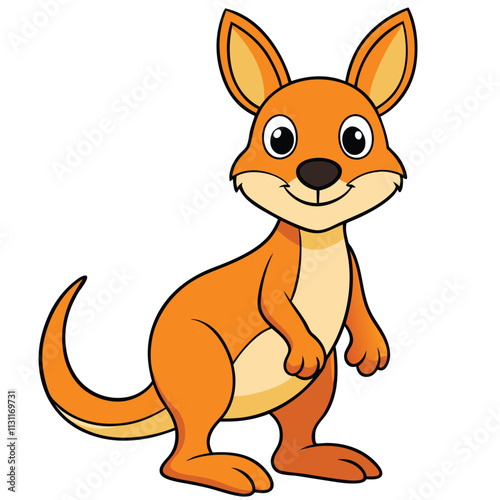 Wallaby. Cute funny animal. Vector cartoon flat illustration