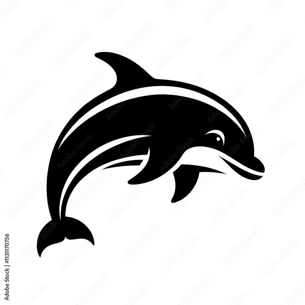 Obraz premium Black dolphin icon.