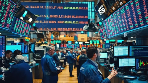 The Heart of the Exchange: A bustling scene of activity on the trading floor, where financial professionals navigate the complexities of the stock market.
