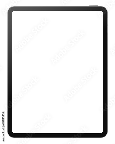 Apple iPad Pro tablet pc blank screen mockup template. Modern portable computer device black frame vector illustration