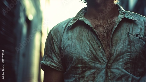 Crumpled Fabric Textures in Moody Urban Alleyway Atmosphere