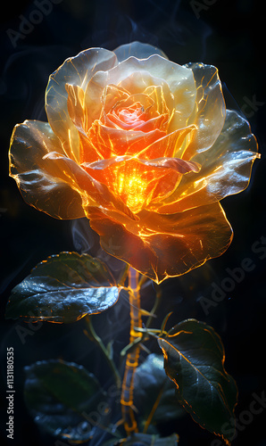 A Kirlian Rose in Laser Light
