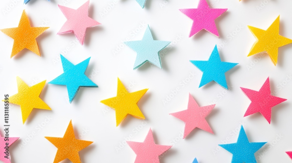Obraz premium Glitter stars created from two colors of packaging tape on a white background.